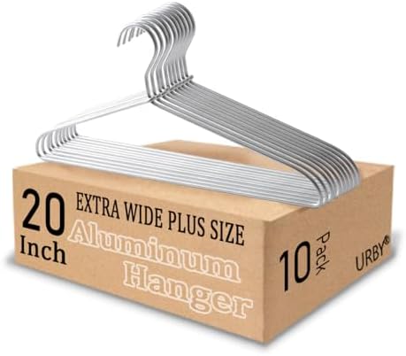 Urby 20 Inch Extra Large Hangers, 6.00 mm Aluminum Heavy-Duty Hangers, 10pk