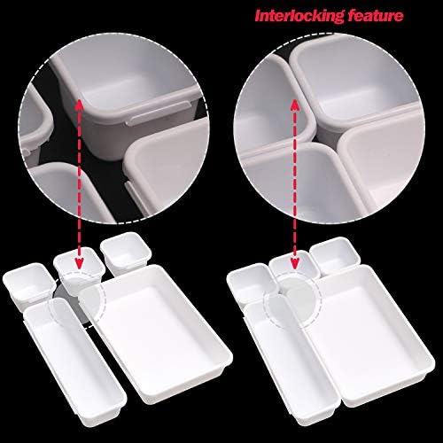 Set of 22 Interlocking Desk Drawer Organizer Tray Dividers Plastic Shallow Narrow Drawers Organizers Separators Storage 