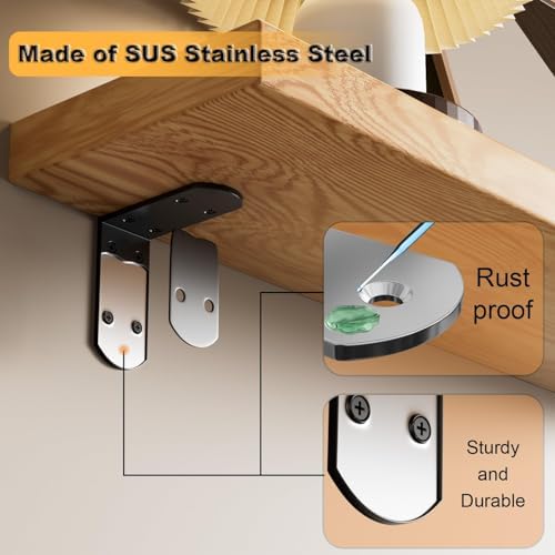 Alise Black 4 Pcs L Brackets, Small Corner Brackets for Wood Furniture