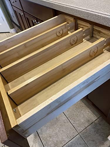 Bamboo Drawer Dividers Organizers 18-21.75 IN - Kitchen Drawer Organizer with Spring Loaded, Expandable Drawer Organizat