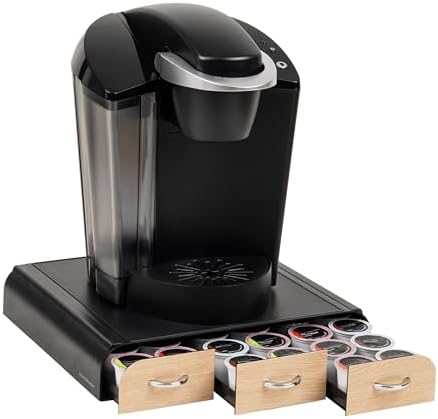 Mind Reader Single Serve Coffee Pod Organizer with 3 Drawers, 36 Pod Capacity, Countertop, 13.5"L x 12.25"W x 2.5"H, Bro
