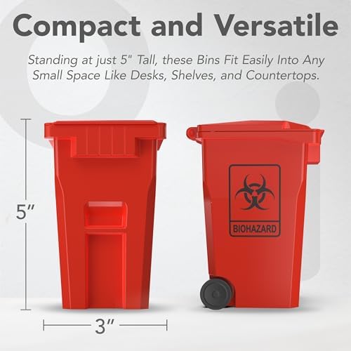 Wiosi Mini Trash Can Pencil Holder for Desks, Red/Yellow