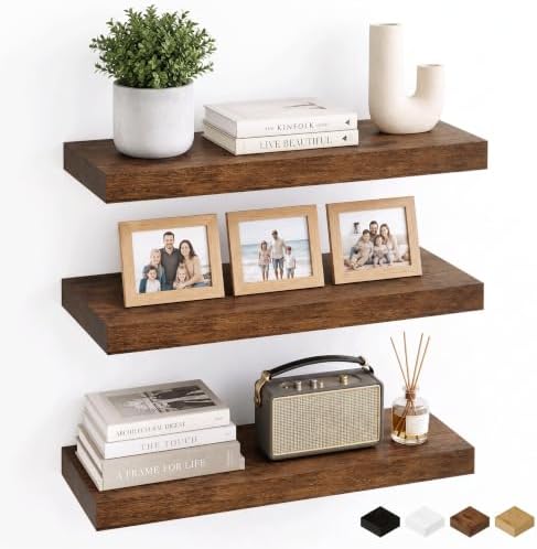 Rustic Floating Shelves for Wall, 20"L Bathroom Shelf, 8" Deep Wall Shelf