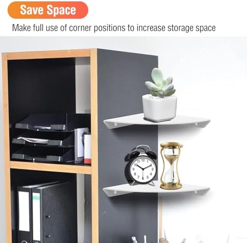Acrylic Corner Shelves Set of 2, Wall Mount Floating Corner Shelves for Bathroom, Kitchen, Bedroom, Living Room, Office