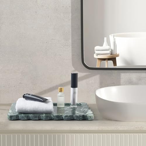 Scalloped Natural Marble Tray - Decorative Stone Tray for Bathroom & Vanity