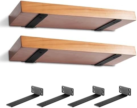 4 Pack Heavy Duty Metal Shelf Brackets 14 inch Long,Black