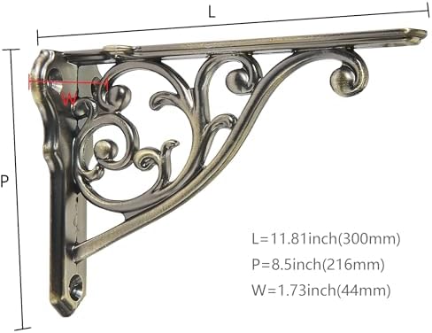 Ornate Decorative Shelf Brackets 12 inch Small Wall Mounted Shelving Bracket 4 Pack Antique Bronze Vintage Shelf Bracket
