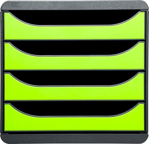 Exacompta Big-Box Iderama, 4 Drawers - Mouse Grey/Lime Green