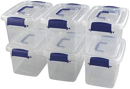 Small Plastic Storage Box with Lid, Clear Storage Box, Set of 6
