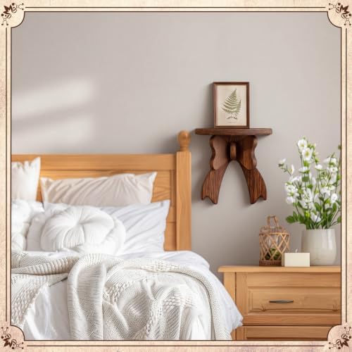 Pinkunn Wooden Bow Floating Shelf, 8 x 8 x 4.7 Inch, Rustic Brown Bow Tie