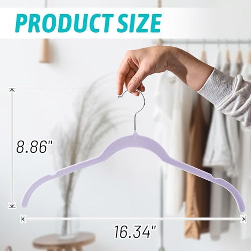 Sishynio Velvet Hangers 30 Pack, Non-Slip Slim Felt Clothes Hangers Purple