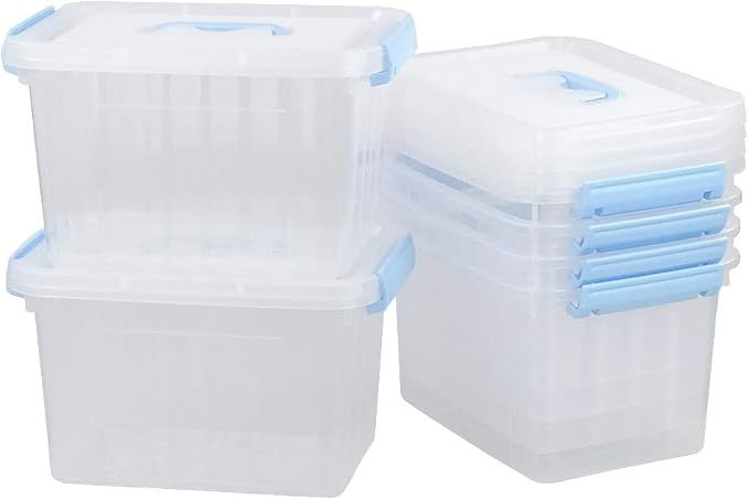 Gloreen 6 Quart Clear Storage Bins with Lid, Plastic Stackable Storage Container Box, 6 Packs