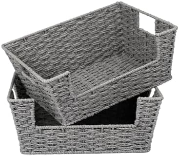 StorageWorks Pantry Baskets for Organizing, Woven Baskets, Round Paper Rope