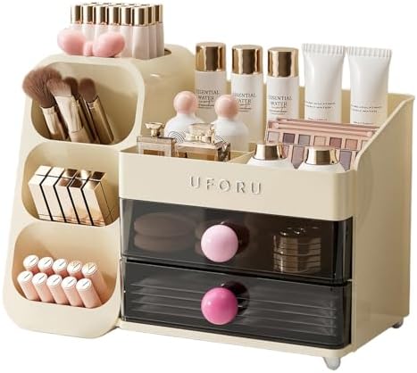 UFORU Makeup Organizer Countertop with Brush Holder for Vanity Bathroom