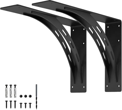 20 inch x 13.5 inch Heavy Duty Shelf Brackets , Metal Mantel Brackets (Set of 2) Fireplace Mantel Brackets - Countertop 