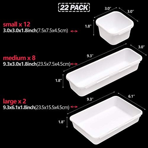 Set of 22 Interlocking Desk Drawer Organizer Tray Dividers Plastic Shallow Narrow Drawers Organizers Separators Storage 