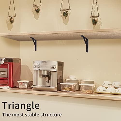 Heavy Duty Shelf Brackets - 8 Pcs L Shaped Metal Wall Mount Shelves Support for Floating Shelves (3.7 x 6 inch) (Pack of