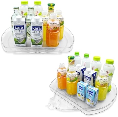 Incostar 360° Rotating Lazy Susan Turntable - Multifunctional Rectangular Organizer for Refrigerator, Cabinet, Pantry, a