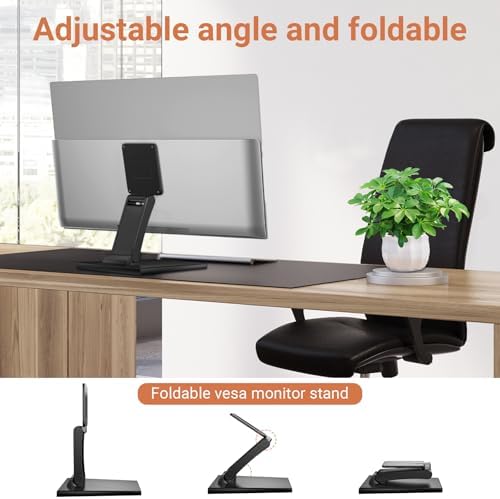 Jakeko Lay Flat Low Profile Monitor Stand - for 14-24" Screens Ergonomic Adjustable Desktop Mount with 100x100mm Compati