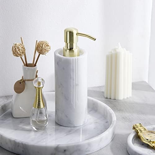 𝐋𝐮𝐱𝐮𝐫𝐲 𝐈𝐭𝐚𝐥𝐢𝐚𝐧 100% Marble Round Vanity Tray 10‘’, Minimalist Modern Decor & Serving Trays for Bathroom, Kitchen, Nights