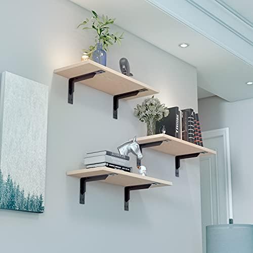Countertop Support Brackets Heavy Duty, 18" x 10" Max Load 310 lb 5 mm Thick Iron Industrial Shelf Brackets, Black Metal