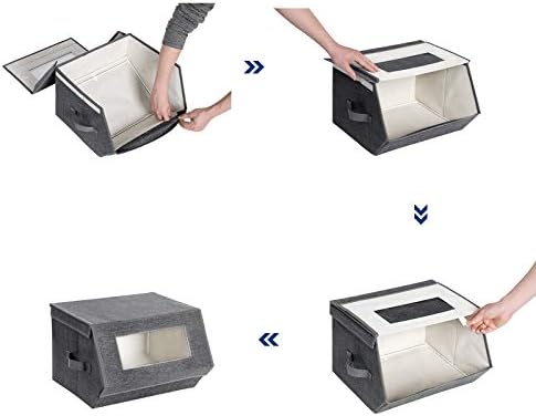 SONGMICS Stackable Storage Bins, Set of 2, with Lids and Front Windows
