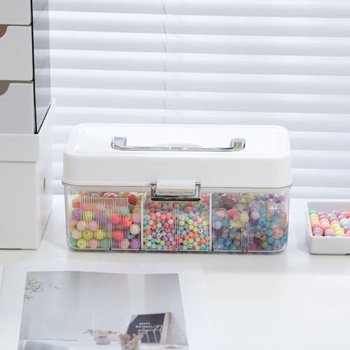 FABROK Large Hair Ties Organizer Box for Girls, With Lid, Handle, Plastic