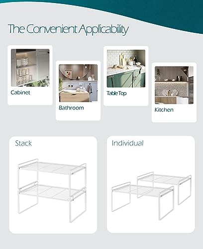 Shantton Cabinet Shelf Organizer, Pantry Shelf Rack, White 16.1x10.6x7.3