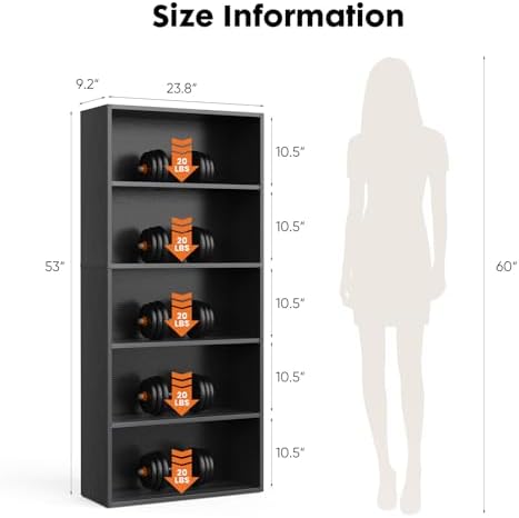 Sweetcrispy Tall Bookshelf, Book Shelf, Storage Organizer