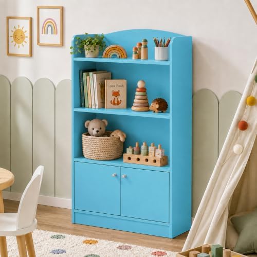 Furinno LOVA Book Shelf, Bookshelf with Storage Cabinet, Bookcase with Door, 11.8 x 23.6 x 37.3, for Living Room, Bedroo