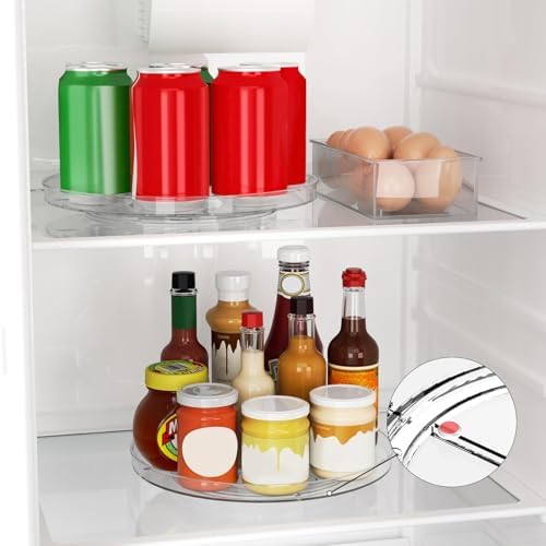 2 Pack Lazy Susan Organizer Turntable, Clear 9 Inch Rotating Organizer Tray for Cabinet Table Top, Round Non-Skid Refrig