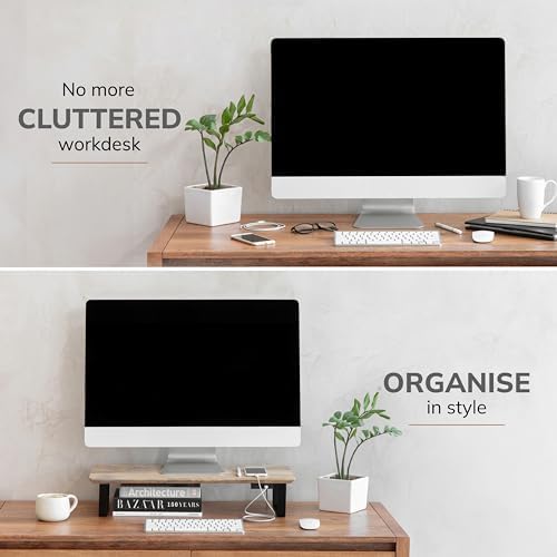Anji Mountain Monitor Stand for Desk - Desktop Organizer & Laptop Riser, Ergonomic Monitor Riser, Space-Saving, Durable,