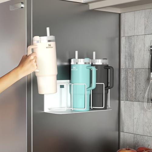 Sorbus Magnetic Cup Holder for Fridge, 3-Cup Organizer (White, 1 Pack)