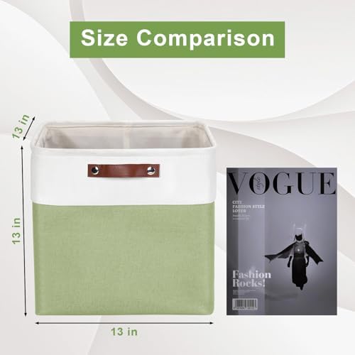 Bagnizer 13x13 Cube Storage Bins, Collapsible Fabric Storage Box, 4 Pack Closet Baskets with Handles for Organizing, She