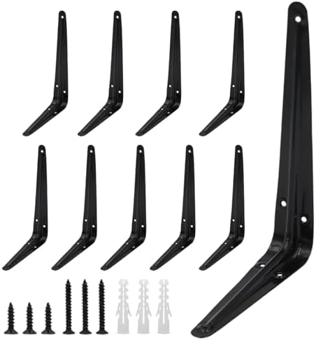 Lilaly 10 Pack Shelf Brackets 8 Inch Shelf Bracket, Heavy Duty L Brackets for Shelves for Hanging Floating Shelves Brack