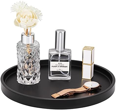 Emibele Vanity Tray, Black Round Trays for Bathroom Bedroom Countertop