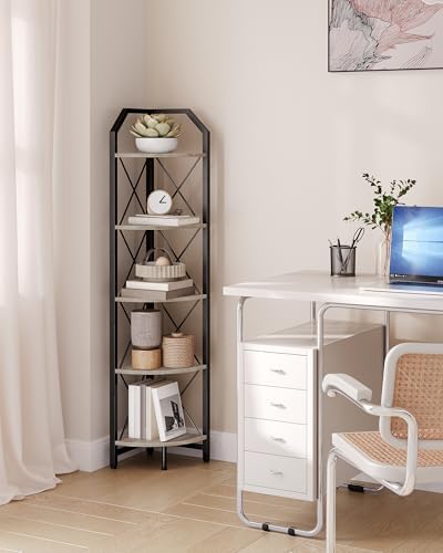 CHOEZON 5-Tier Corner Shelf, Industrial Corner Bookshelf, 59.4" Corner Storage Stand, Plant Stand Display Shelf, Corner 