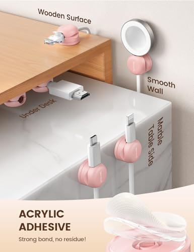 Lamicall 6 Pack Pink Rotatable Spring Cord Organizer Cable Clips