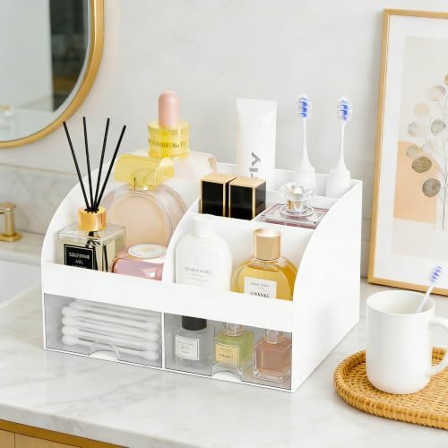 Makeup Organizer with 2 Drawers, Countertop Cosmetic Storage for Vanity