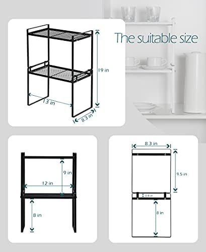 Shantton 2pk Kitchen Cabinet Shelf Counter Organizer Rack Pantry Storage Bathroom Bedroom Office Table Desk Space Saving