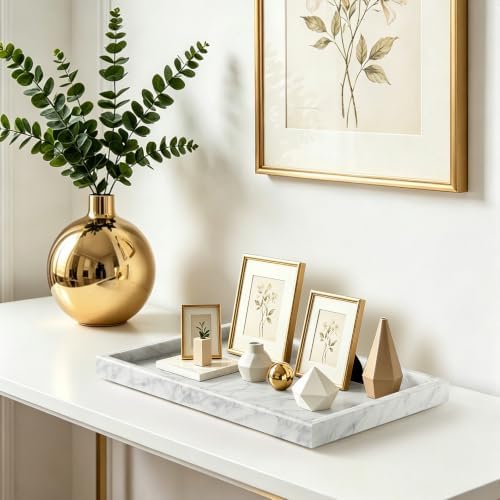 Real Natural Large Marble Tray for Bathroom, Vanity, Kitchen Counter