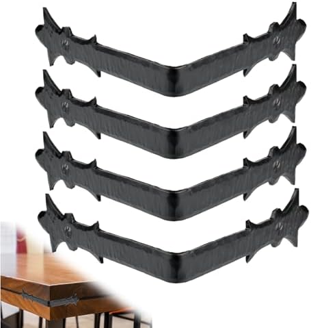 4 Pack - 3.5" Metal Corner Bracket for Furniture - Black - Handmade Decorative Corner Braces - Rustic Metal Corner Brack