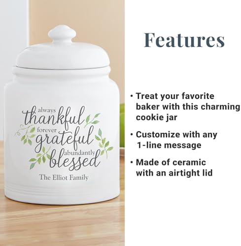 Let's Make Memories Personalized Cookie Jar - Thankful, Grateful, Blessed - For Bakers- Kitchenware