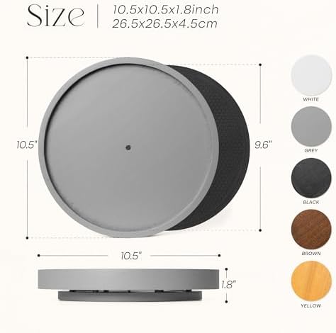 EOSAHR Non-Skid Wooden Lazy Susan Tray, Rotating Tray for Bathroom, Gray