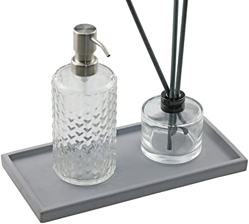 FREELOVE Concrete Countertop and Vanity Tray – Small Soap Dispenser Bottles Makeup Organizer Perfume Candle Key Trinket 