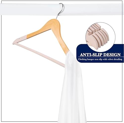 Wooden Hangers, 20 Pack, Non-Slip Velvet for Pants, Coats