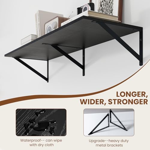 Heimlove 36W x 12D Deep Floating Shelves Set of 2 Black