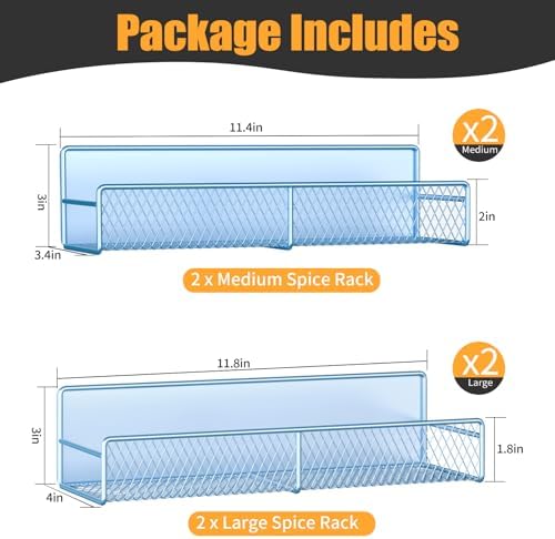 DTUQYX Magnetic Spice Rack for Refrigerator, 4 Pack 100% Metal Strong Magnet Fridge Shelves, Space Saving Spice Organize