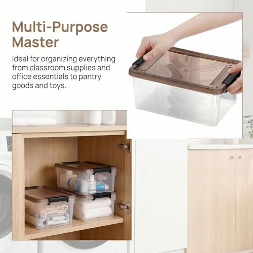 Nicunom 8 Packs Small Storage Bins with Lids, 3.2 QT Clear Storage Latch Box Plastic Storage Bins Stackable Storage Cont