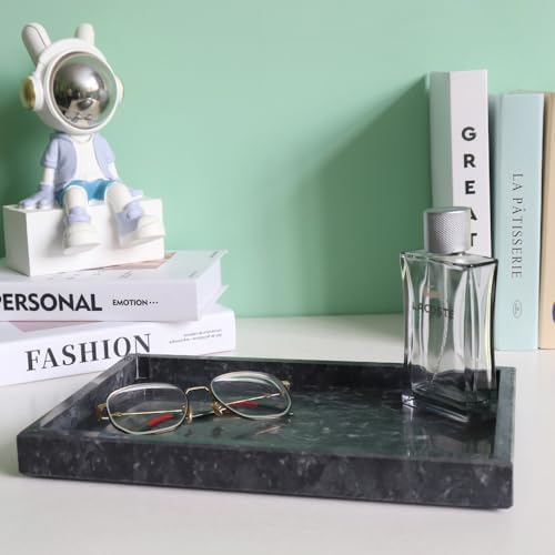 African Natural Marble Tray, 11.8"x7.8" Coffee Table Vanity/Decorative Tray for Jewerly, Watch, Perfume, Rectangle Genui
